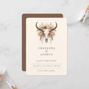 Invitation Boho Floral Cow Skull Western QRcode Enregistrer l