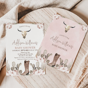 Invitation Boho Floral Cowgirl Baby shower de démarrage