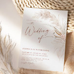 Invitation Boho floral de laiton moderne Pampas<br><div class="desc">Un design moderne dans l'herbe boho pampas,  floral bohème avec un script de calligraphie mince. Customisez facilement à vos informations personnelles pour créer un faire-part de mariage étonnant.</div>