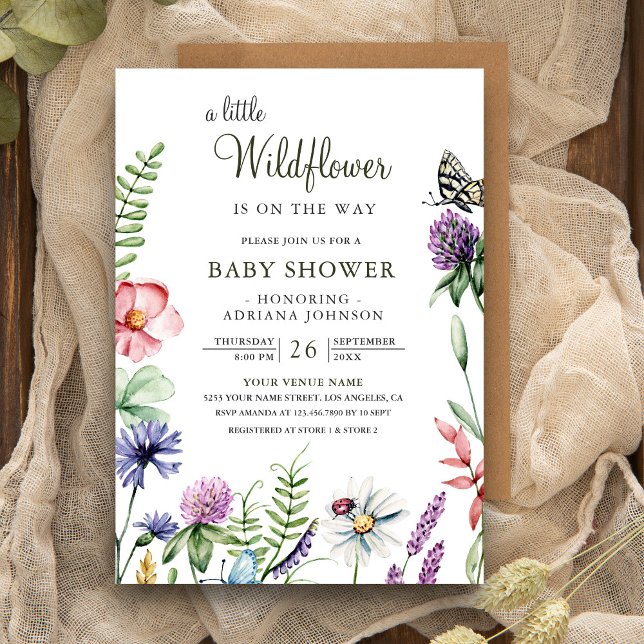 Invitation Boho Floral de printemps Un peu de bébé sauvageonn (Créateur téléchargé)
