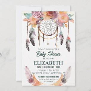 Invitation Boho Floral Dreamcatcher Idées de Baby shower