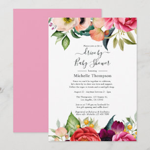 Invitation Boho Floral Drive Par la naissance ou le Baby show
