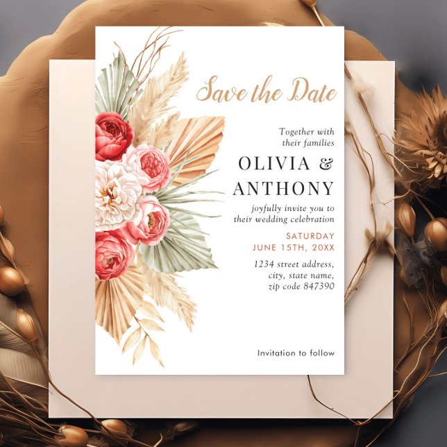 Invitation Boho Floral Elegant Automne Mariage été (Créateur téléchargé)
