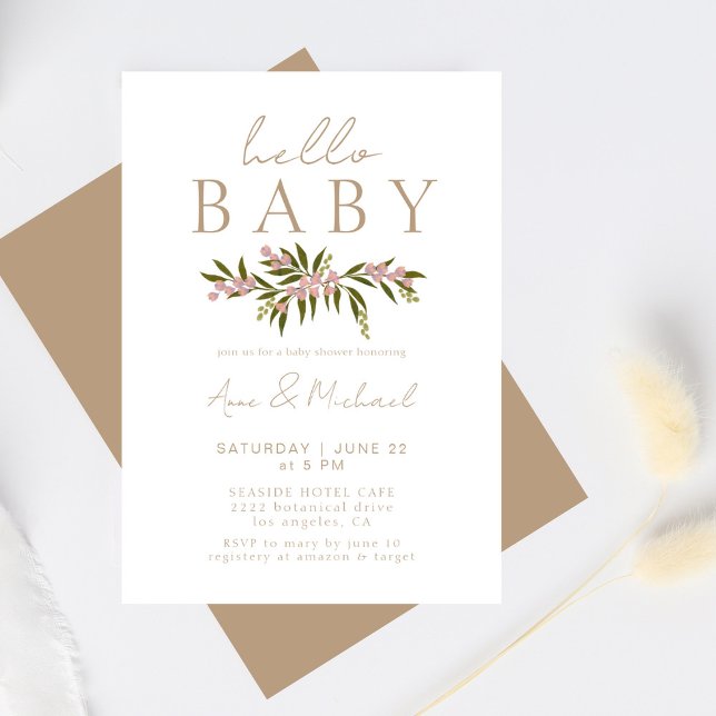 Invitation Boho Floral Elegant Genre Neutre Baby shower (Créateur téléchargé)