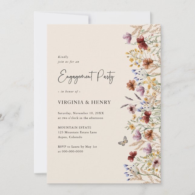 Invitation Boho Floral Engagement Party (Devant)