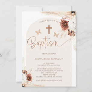 Invitation Boho Floral Et Papillons Arch Baptême
