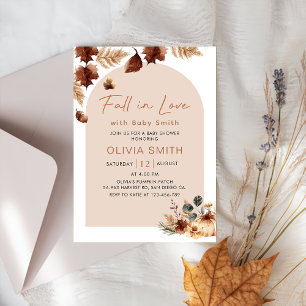 Invitation Boho Floral Fall in Love Citrouille Baby shower
