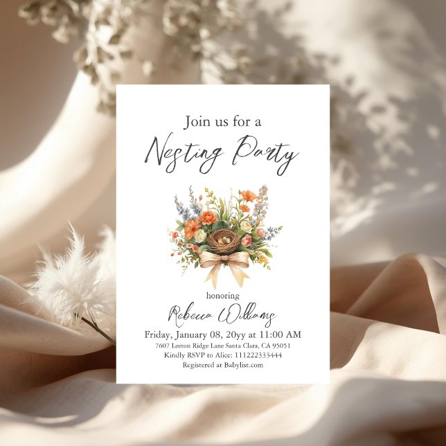 Invitation Boho Floral Feather Your Nest Bow Baby Shower (Créateur téléchargé)
