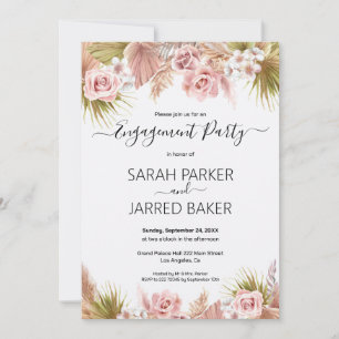 Invitation Boho Floral Fiançailles frontière