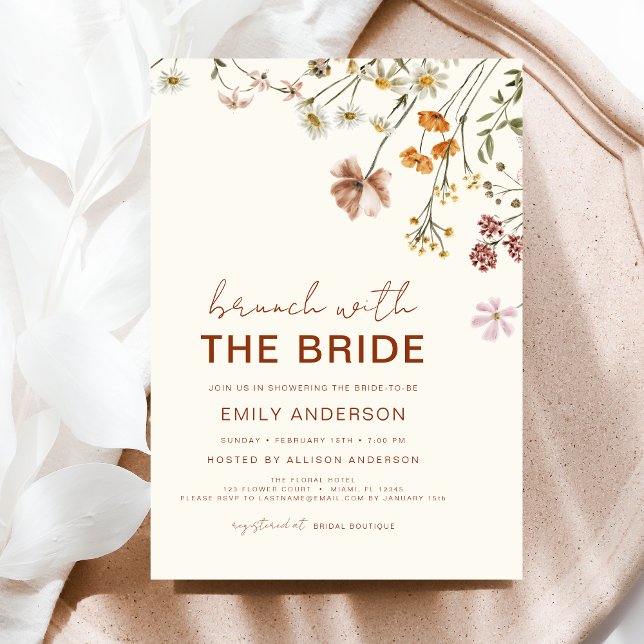 Invitation Boho Floral Fleur sauvage Bridal Brunch Beige (Créateur téléchargé)