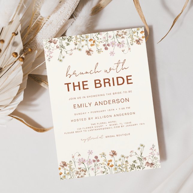 Invitation Boho Floral Fleur sauvage Brunch nuptial (Créateur téléchargé)
