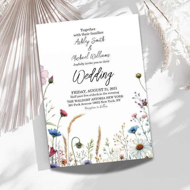 Invitation Boho Floral Fleur sauvage Mariage (Créateur téléchargé)