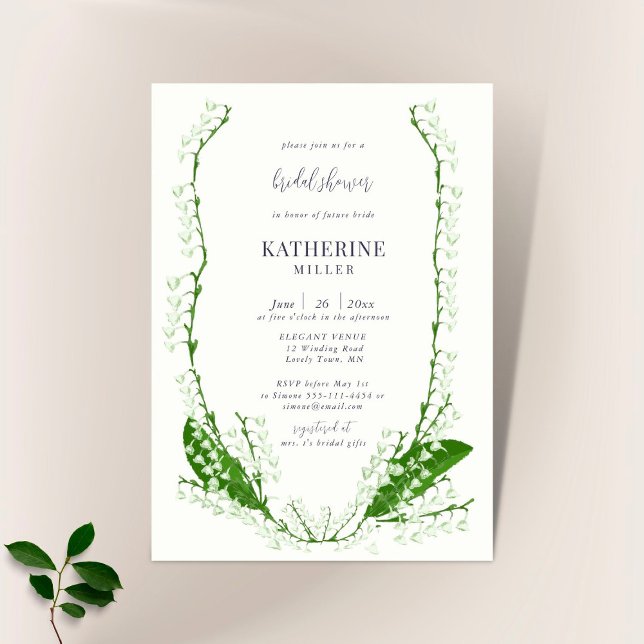 Invitation Boho Floral Frame Lily Valley Green Fête des marié (Créateur téléchargé)