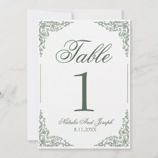 Invitation Boho Floral Green Botanical Wedding Table Number