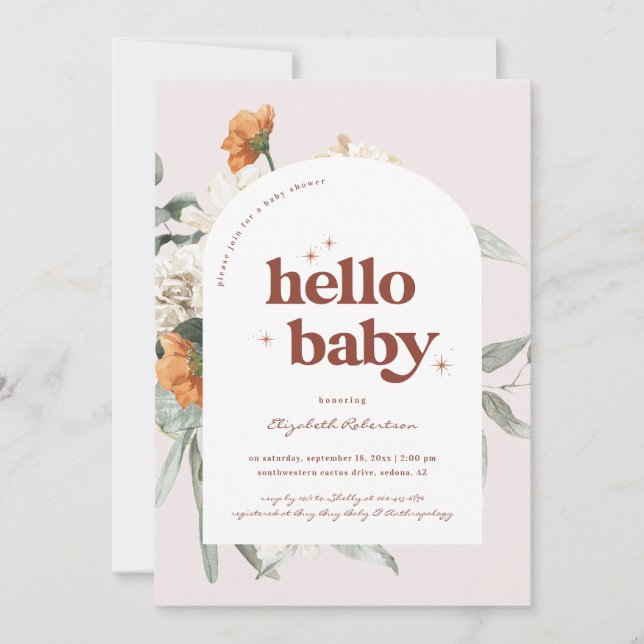 Invitation Boho Floral Greenery Botanique | Baby Shower (Devant)