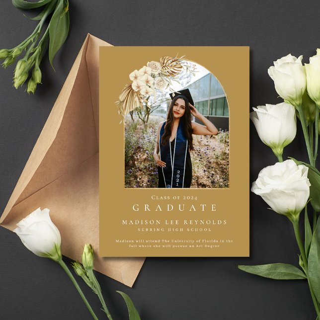 Invitation Boho Floral High School Photo Graduation (Boho Floral High School Photo Graduation Invitation)