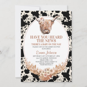 Invitation Boho Floral Highland Vache Baby shower d'impressio