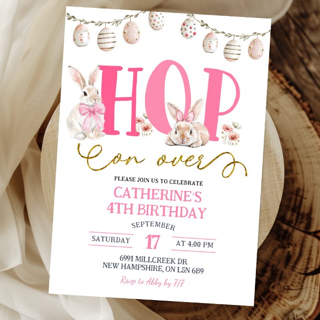 Invitation Boho Floral Hop sur l'anniversaire de Bunny (Créateur téléchargé)