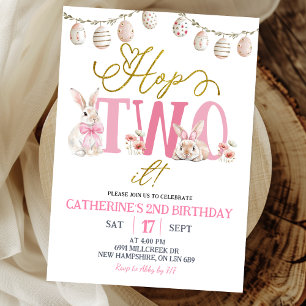 Invitation Boho Floral Hop Two It Anniversaire