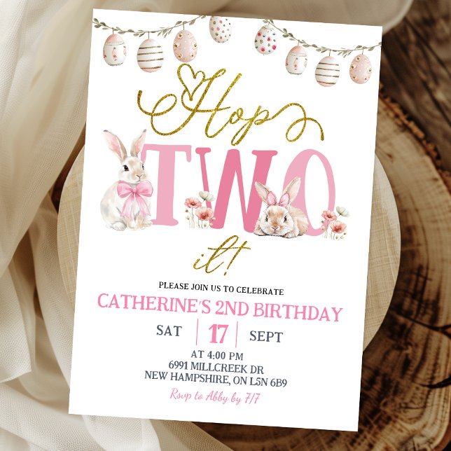 Invitation Boho Floral Hop Two It Anniversaire (Créateur téléchargé)