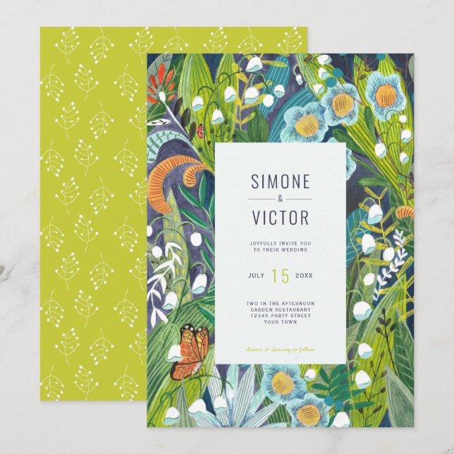 Invitation Boho Floral Lily de Vallée Mariage (Devant / Derrière)