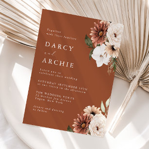 Invitation Boho Floral Mariage en terre cuite