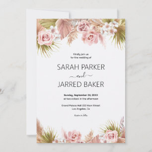 Invitation Boho Floral Mariage frontière