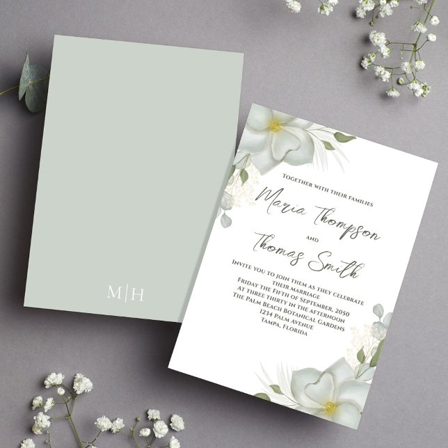 Invitation Boho Floral Mariage Magnolia Élégant (Boho Wedding Magnolia Floral Invitaiton)