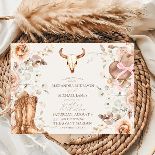 Invitation Boho Floral Mariage occidental