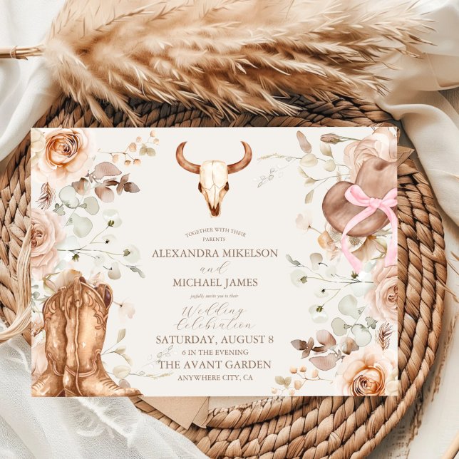 Invitation Boho Floral Mariage occidental (Créateur téléchargé)