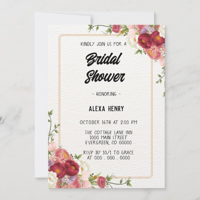 Invitation Boho floral moderne (Devant)