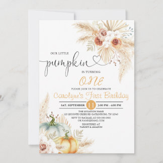 Invitation Boho Floral Notre Petite Fête Citrouille Anniversa