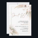 Invitation Boho Floral Orchards Pampas Sweet 16 Anniversaire<br><div class="desc">Boho Floral Orchards Pampas Sweet 16 Anniversaire Invitation Bohème inspiré douce invitation de 16 ans avec deux arrangements floraux de couleur terre et rose pâle avec pampas herbe et vergers blancs. Cette douce invitation de 16 ans présente également une image de calligraphie moderne comme une tête dans une texture d'or...</div>