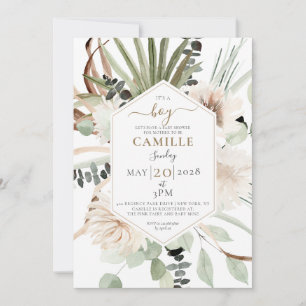Invitation Boho Floral Palmetto Feuille eucalyptus