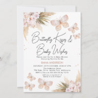 Boho Floral Pampas Butterfly Baby shower Baisers