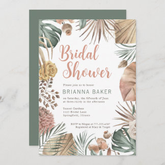Invitation Boho Floral Pampas Grass nuptiale de douche Invita