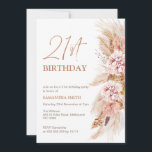 Invitation Boho Floral Pampas Herbe 21ème anniversaire Invita<br><div class="desc">Boho Floral Pampas Grass 21st Birthday Invitation A la recherche d'une invitation de 21ème anniversaire d'inspiration bohème ? Cette invitation à la douche nuptiale aux tons vifs et naturels présente un arrangement floral avec gazon de pampas sur le côté. Veuillez noter que l'en-tête est une image d'or rose faux et...</div>