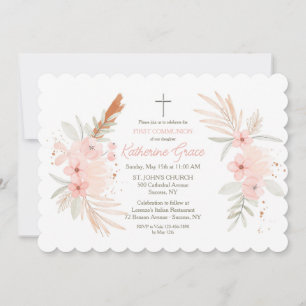 Invitation Boho Floral Première sainte communion