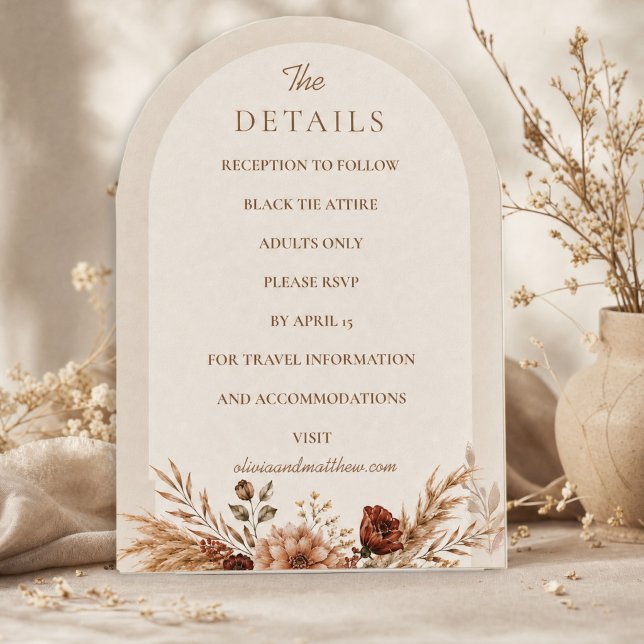 Invitation Boho Floral Pumpkin Coup de Foudre Mariage Détails (Boho Floral Pumpkin Fall in Love Wedding Ditails Invitation)