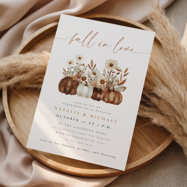 Invitation Boho Floral Pumpkin Fête de Fiançailles d'Automne (Créateur téléchargé)