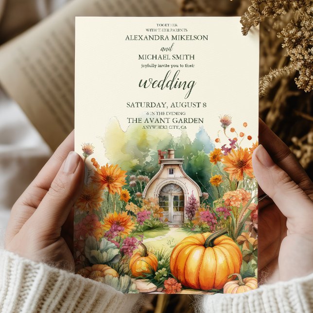 Invitation Boho Floral Pumpkin Scrip Mariage (Créateur téléchargé)