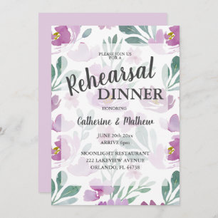 Invitation Boho Floral rose Mariage Dîner de répétition