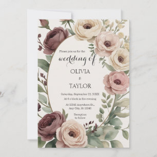 Invitation Boho Floral Rustic Mariage