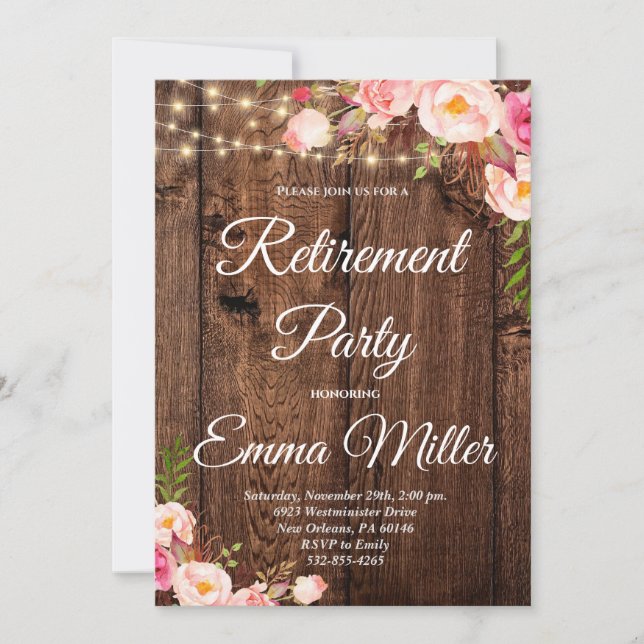 Invitation Boho Floral Rustic Retraite Party (Devant)