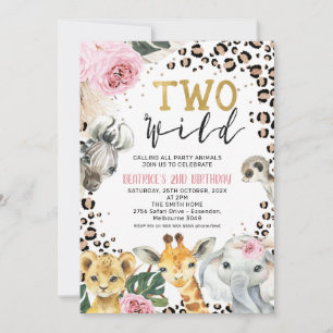 Invitation Boho Floral Safari Deux Wild 2ème anniversaire
