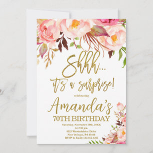 Invitation Boho Floral, Shhh c'est un anniversaire surprenant