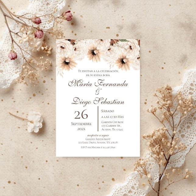 Invitation Boho Floral Spanish Wedding (Créateur téléchargé)