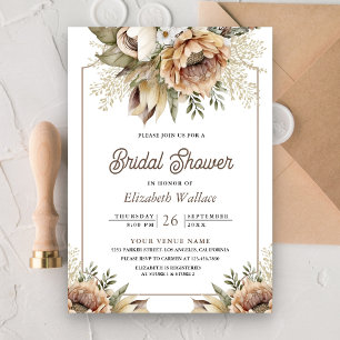 Invitation Boho Floral Terreux Taupe Séance de Photos Enterre