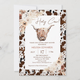 Invitation Boho Floral Vache Vache Brown Vache Imprimer Baby 