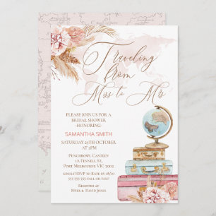 Invitation Boho Floral Voyager Mlle à Mme Fête des mariées